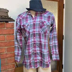 Vintage Saddle King Western purple plaid shirt